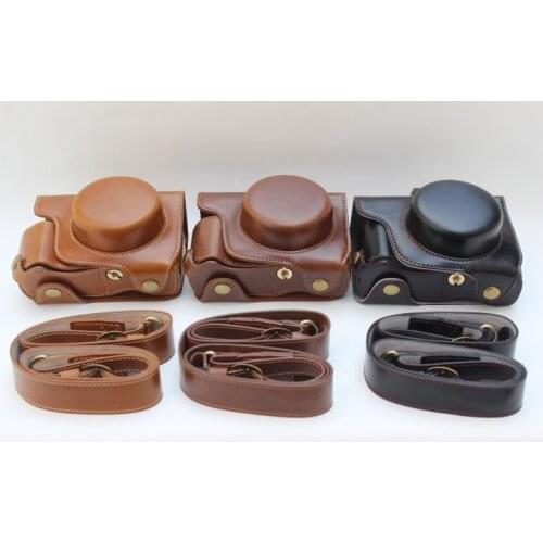 Pu Leather Camera Case For Olympus OM-D E-M10 Mark III EM10III EM10 III short lens 14-42mm Lens Camera Bag Cover With Strap