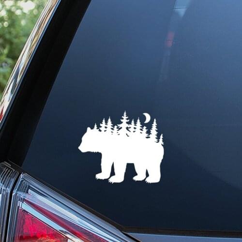 Black/Silver Bear Forest Decal Vinyl Car Sticker Window Decor Waterproof Car styling Accessories Removable S421