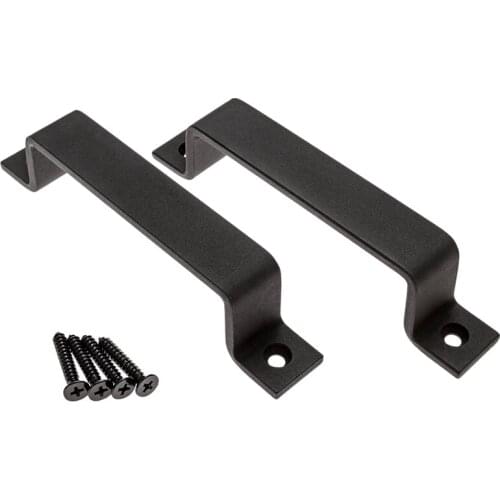 2 Pcs Black Sliding Barn Door Handle Pull Set for Gate Kitchen Furniture Cabinet Closet Drawer Screws Included