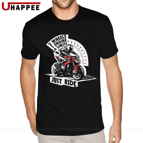 Black Motocycle Biker Tees Men Graphic Custom Short Sleeve Heavy Cotton Crew T-Shirts