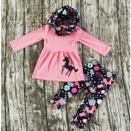 Toddler Kid Baby Girl 1T-7T Unicorn Tops Dress Floral Pants Outfits Set Clothes