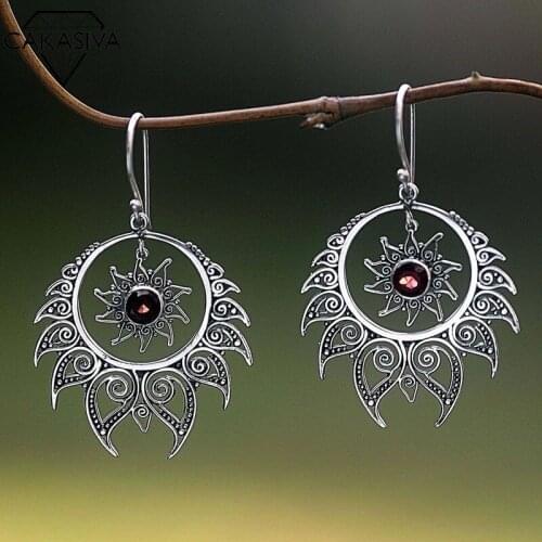 Womens 925 Vintage Thai Silver Earrings Vintage Exaggerated Earrings Drop Earrings