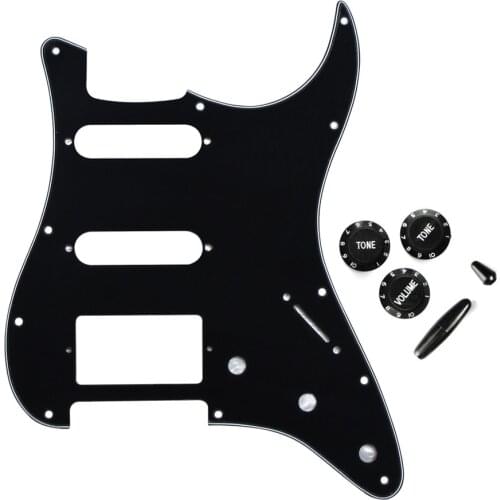 FLEOR Set of Strat Guitar Pickguard Scratch Plate HSS 11 Holes with Knobs 5-way Switch Tip Screws for Guitar Accessories