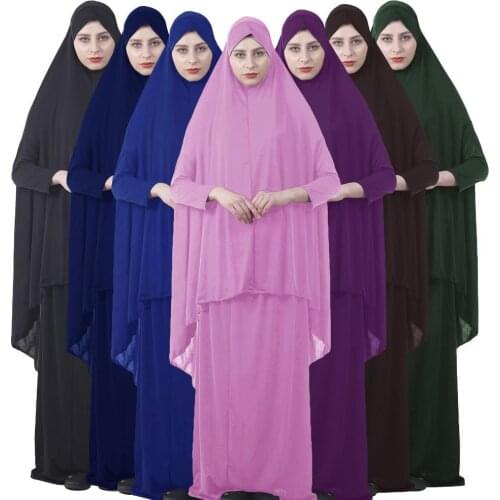 Formal Muslim Prayer Garment Sets Women Hijab Dress Abaya Islamic Clothing Dubai Turkey Namaz Long Khimar Jurken Abayas