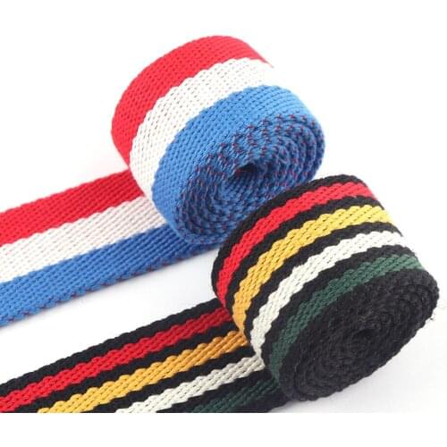 Cotton Stripe Webbing Backpack Fabric 1.5"(38mm) Strap Webbing Purse Leash Canvas Tote Bag Handle Dog Collar Garment Supplies