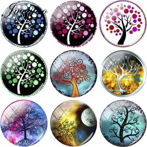 JWEIJIAO 5pcs/lot The Tree Of Life Art Picture DIY Glass Gems Dome For Necklace Brooch Earring Demo Flat Back Making Findings