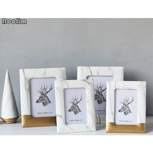 NOOLIM Nordic Minimalist Ceramic Gold Photo Frame Marble Pattern 6/7 Inch Photo Frame Ornaments Birthday Wedding Gift