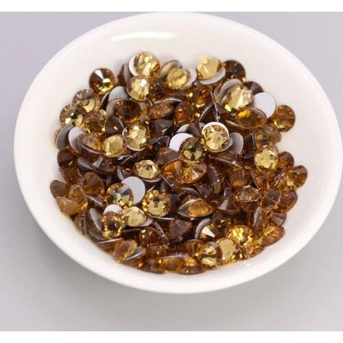 Lt.col.topaz Crystal Rhinestone High Quality Glass Flat Back Gems Nail Art Decoration DIY Craft SS3-SS30