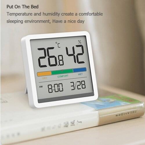 Miiiw Mute Temperature And Humidity Clock Home Indoor High-precision Baby Room C/F Temperature Monitor 3.34inch Huge LCD Screen