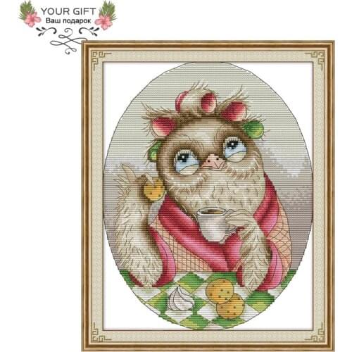 Joy Sunday Cute Owl Cross Stitch DA277 14CT 11CT Counted and Stamped Cute Owl Wholesale Joy Sunday Cross Stitch Kits