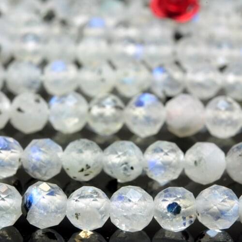 Natural Rainbow Moonstone Faceted Round Loose Beads Wholesale Gemstone Semi Precious Stone Bracelet Necklace Diy Jewelry Making