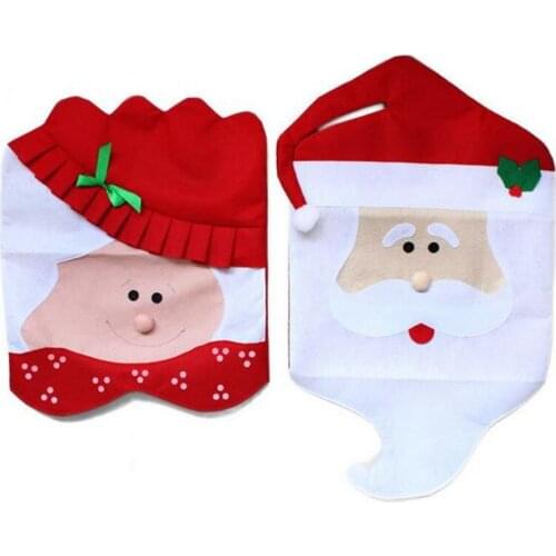 New 50pcs Santa Claus Mrs. Claus Cap Chair Covers Christmas Dinner Table Decoration for Home Chair Back Cover Decoracion