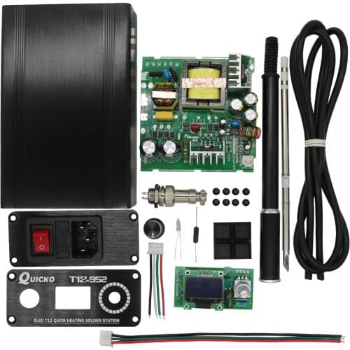 QUICKO STC-OLED T12-952 Digital Temperature Controller soldering Station iron DIY kits with Meatal case and Black Alloy handle