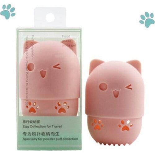 Portable Kitten Silicone Powder Puff Blender Holder Sponge Makeup Egg Drying Case Cosmetic Beauty Pad Display Rack Sponge Box
