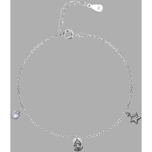 Luck Little Prince Star Pattern Sterling 925silver Girls Bracelet Cute Love Ornaments on Hand