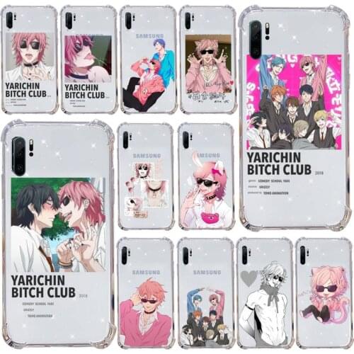 Yarichin bitch Club Anime Phone Case Transparent For Samsung Galaxy A71 A21s S8 S9 S10 plus note 20 ultra