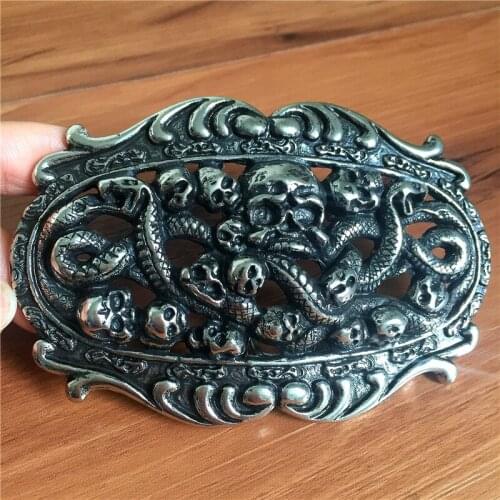 Heavy Metal Snake Skull Belt Buckle Diy Accessories TOP Quality Alloy Belt Buckle For Leather Belt Man AK0022