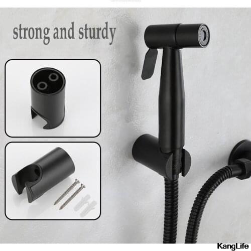 Handheld Toilet Bidet Faucet Sprayer Gun Set Black Stainless Steel Bathroom Cleaner Bidet Sprayer Gun Self Cleaning Shower Head