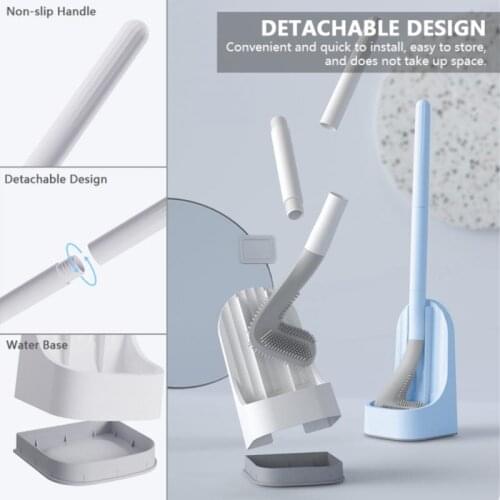 Long Handle Toilet Cleaning Brush Golf Silicone Toilet Brushes With Holder Set Modern Hygienic Toilet Bathroom Accessories