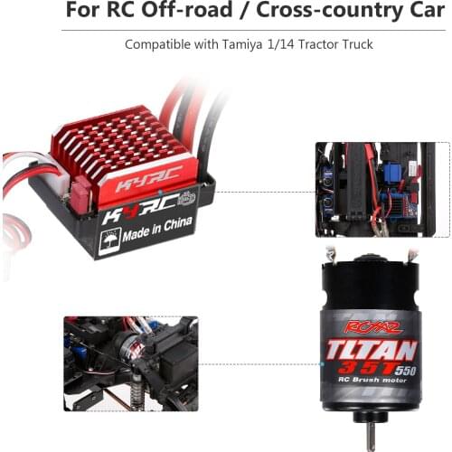550 35T Brushed Motor with 60A ESC Brushed Electric Speed Controller 6V/2A for Off-road Cross-country Car For 1/14 Tractor Truck