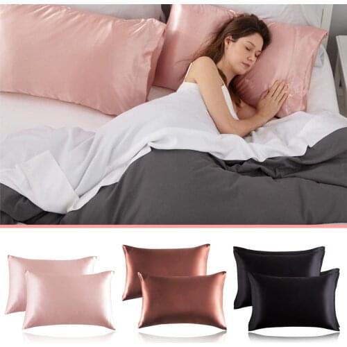 2 Pack Silky Satin Pillowcase Satin King Queen Size Home Hotel Hair Health Envelope satijnen kussensloop Cushion Cover