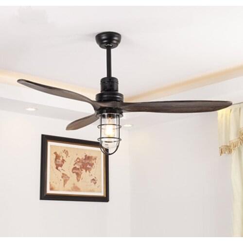Led e27 Loft Iron Wood Glass Ceiling Fan LED Lamp.LED Light.Ceiling Lights.LED Ceiling Light.Ceiling Lamp For Foyer