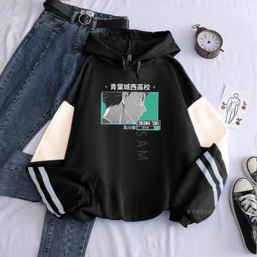 Cartoon Aoba Johsai High School Setter No.1 Oikawa Tooru Haikyuu Anime Harajuku Hoodies Winter Casual Oversized Men Sweatshirts