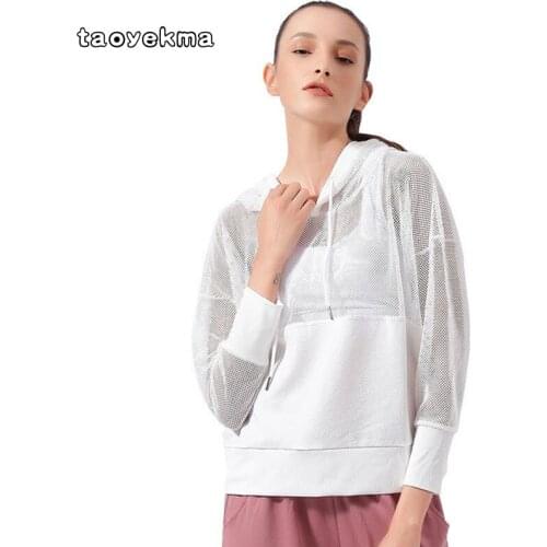 Yoga Tops Sport Jerseys Loose Mesh Hooded Long Sleeve T-shirts Women T Shirts Sportswear Sports Top Fitness Women Gym Clothing