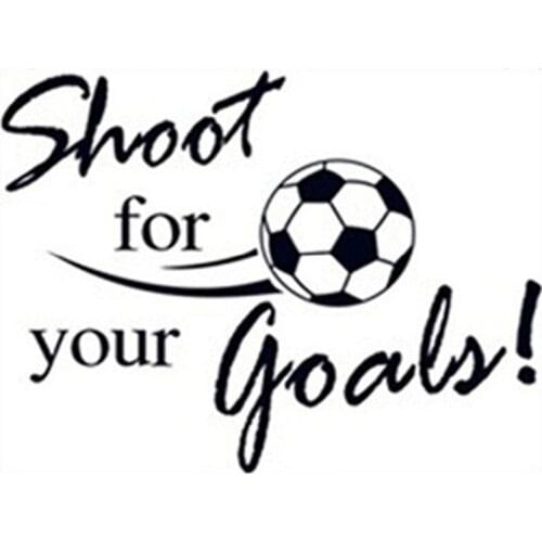 Soccer quotes wall decals "Shoot For Your Goals" 3d Football vinyl stickers kids room decoration sport poster wallpaper 60*45cm