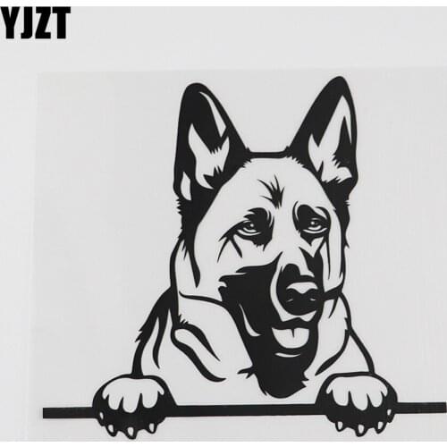 YJZT 13.8CMX12.5CM French Bulldog Peeking Decal Vinyl Car Sticker Black/Silver 8A-0558