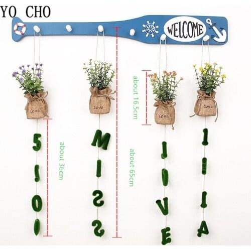 YO CHO 4PCS Four Models Fake Flower For Home Potted Letters Decorative DIY Artificial Grass Hanging Plant Hawaiian Party Decor