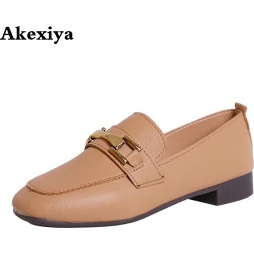 2019 women flat shoes autumn loafers ladies flat shoes pu leather soft bottom female shoes