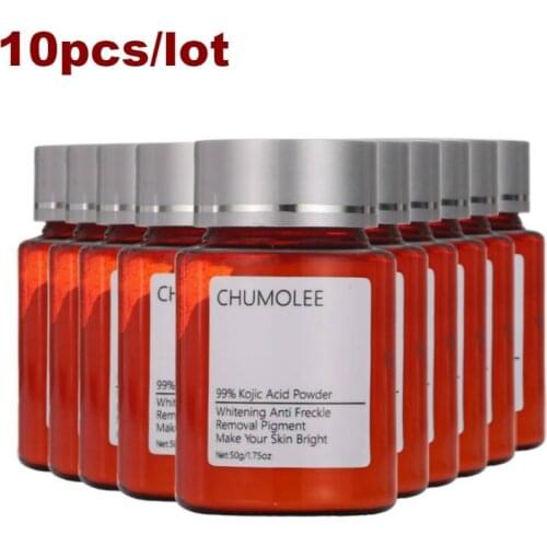 10PCS Chumolee Kojic Acid Whitening Powder Face Cream Remove Melasma Dark Spots Moisturizing Anti-Aging Firming Skin Care