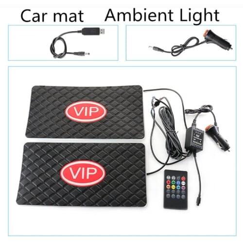 2pcs Car LED Light Feet Automotive Interior USB Colorful Atmosphere Lights Lamp Anti-Slip Mat car accessories RGB Ambient light