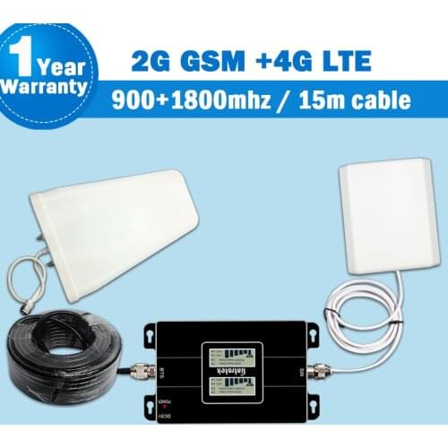 2018 Lintratek GSM 900 4G DCS/LTE 1800 Mobile Signal Booster Dual Displays 2G 900MHz + FDD DCS 1800 Band 3 Repetidor Celular S41