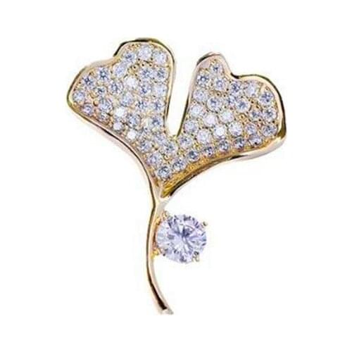 2021 new simple leaf small brooch ginkgo leaf collar pin female neckline decoration anti-glare buckle cardigan buckle jewelry