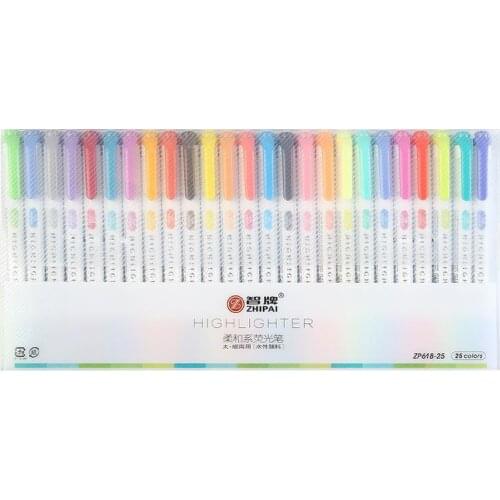 25 Colors/Set Creative Double Head Highlighter Stationery Art Marker For Students Cute Fluorescent Pen School Office Supplies