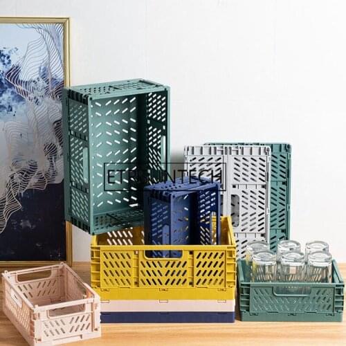 30pcs Plastic Folding Storage Container Basket Crate Box Stack Large Foldable Organizer Box Sundries Storage