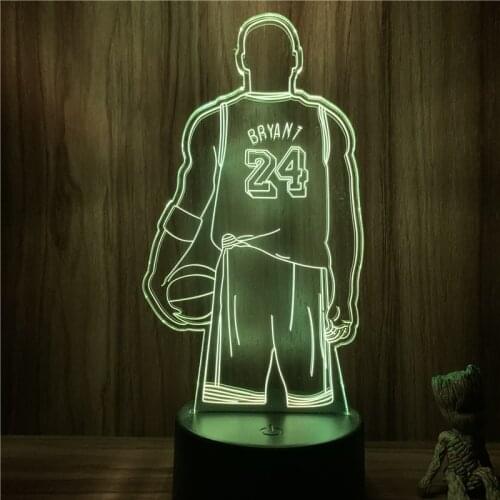 3D Lamp Basketball Kobe Bryant Back Manba LED NightLight Figure 7 Colors Touch Table Bedroom Decor Night Light Gift