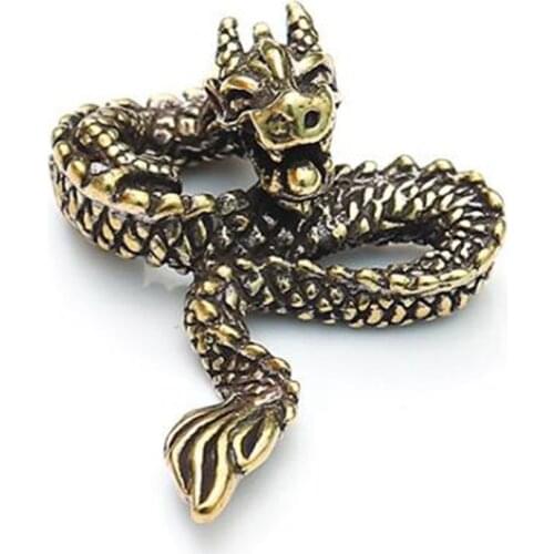 3D Brass Dragon Casting Statue Mini Animal Metal Figurine Home Decor Desktop Crafts Sculpture Decoration Pendants Gifts