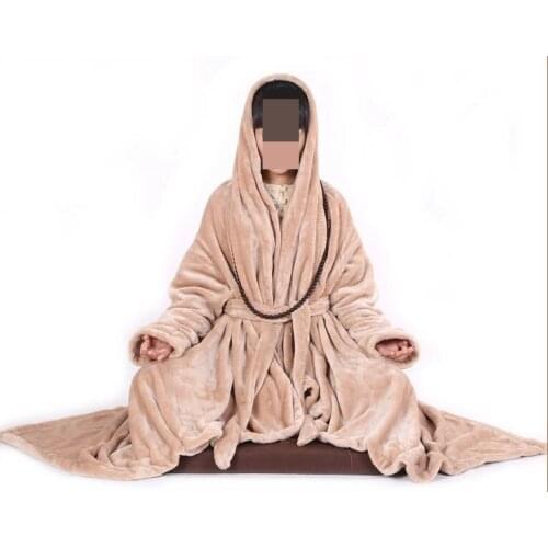 4colors unisex winter Warm flannel cape zen monks carpet Lay shawl yoga uniform suit meditation cloak white/brown