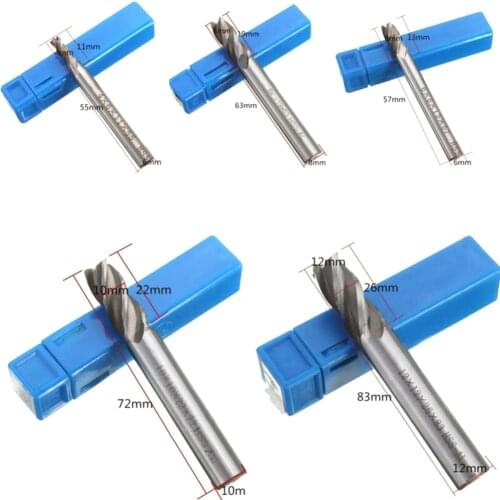 5pcs CNC Wood End Mill Cutter Milling Machine HSS Straight Shank Drill Bit 4 Flutes Milling Tool CNC Router Bits Woodworking