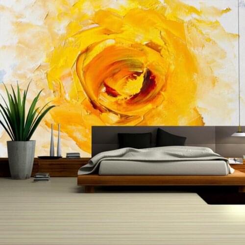 Abstract Yellow Wall Decor Large Wall Art Flower Wallpaper for Home Girls Bedroom Wall Art Photo Mural House Wallpaper Wall Art
