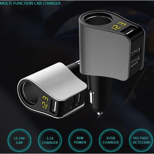 Car Charger LED Display Three USB Port Fast Charger Voltage Detection For Peugeot 307 308 207 3008 2008 407 508 206 208 406