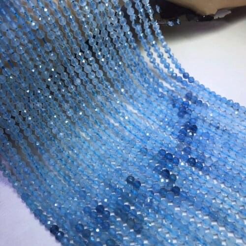AA loose beads aquamarine blue round/roundel faceted 4*2mm 14" for DIY jewelry making FPPJ wholesale beads nature gem stone