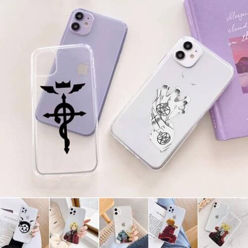 Fullmetal Alchemist Brotherhood Phone Case For iphone 12 11 mini x xs xr pro max 8 7 6s 6 5 5s 5c se plus Transparent soft