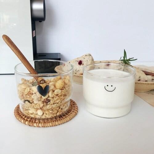 Smile Love Cup Stackable Transparent Glass Cup Minimalist Breakfast Drinking Cup Juice Milk Coffe Utensil Home Decor Drinkware