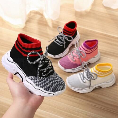 Toddler Sneakers Baby Boy Girl Socks Shoes Breathable Soft Casual Shoes Children Anti-Slippery Knitted Sports Walking Shoes 2021