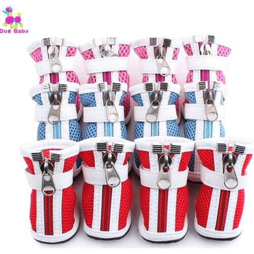 DOGBABY Dog Shoes Mesh Surface Breathable Pet Shoes Cotton Cloth Zipper Design Dogs Shoes Spring Summer Cool Shoes For Teddy