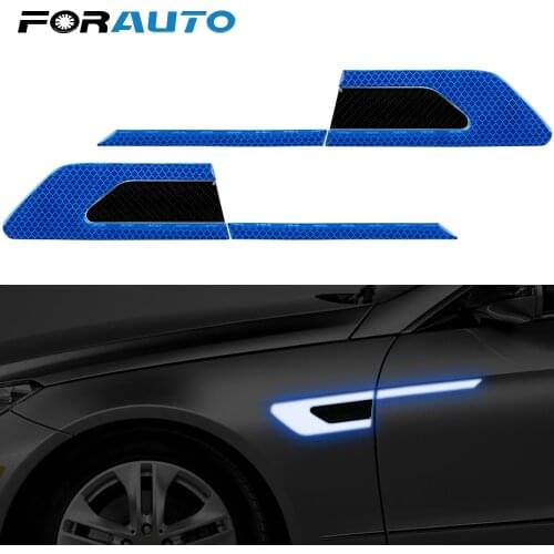 FORAUTO 2 Pcs/set Car Reflective Stickers Safety Warning Strip Tape Car Bumper Decoration Auto Door Sticker Decal Car-styling